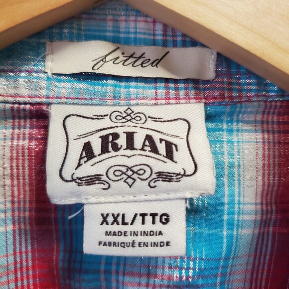 Ariat Shirt Junior XXL Colorful Pearl Snap Buttons Shimmer Embroidery Rodeo - Picture 3 of 12